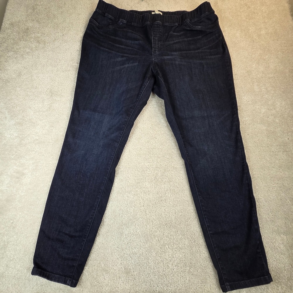 Eileen Fisher Woman Dark Wash Organic Cotton Denim Pull On Jeans 2X